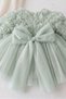 Baby Girl Child 3D Rose Long Sleeve Tulle Bow Birthday Party Special Occasion Cotton Evening Dress 6-9 Months 5 Years