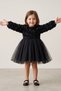 Baby Girl Child 3D Rose Long Sleeve Tulle Bow Birthday Party Special Occasion Cotton Evening Dress 6-9 Months 5 Years
