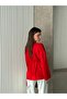 Crew Neck Side Slit Lace-Up Tunic Red - 6