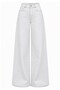 Premium Side-Stitched Palazzo Jean Trousers - White - 6