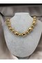 Gold Color Bead Chain Necklace – Oval and Round Beaded Glamorous Women's Necklace Jewelry Accessory