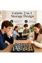 Magnetic Chess Set شطرنج, Portable Travel Chess Board Game with Folding Storage Box, 32 Gold & Silve - 3