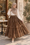 Women’s Elegant Velvet Lace Long Skirt - 3