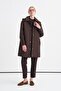 Hooded Pocket-Covered Short Brown Coat 13876