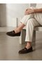Brown Suede Leather Buckle Women's Casual Shoes - 2