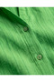 Women's Green Pinstripe Buttoned Pocketed Linen Textured Wide Leg Two-Piece Set - 7
