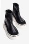 Women's Crocodile Boots with Suede Detail, Zipper, Gold and Platinum Detail, Noa Black