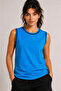 Contrast trim sleeveless tank top crew neck summer basic tank top - turquoise
