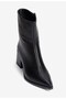 Women's Boots Pointed Toe Zippered Thick Heeled Lina Black - 5