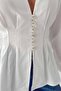 Women's Crystal Buttoned Pencil Waist Fitted Shirt - 2