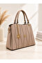Mother / Women's / Geometric Stitched / Shoulder Bag / 3 Compartments / Back Pocket / Long Strap / Handbag - 2