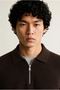 Kelso - Brown - Cotton Zippered Polo Collar - Men's Sweater - 2