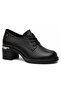 2452440K Genuine Leather Thick Heeled Classic Lace-Up Bootie - 2