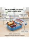 Stainless Steel Kids Lunch Box, 800ml, Race Car Print 4-Side Lock Clips, Leak-Proof Silicone Se - 3