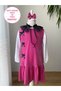 Girl's Glittery Winter Gilet Dress with Ribbon and Collar Decoration, Soft Sweater with Gift