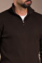 Men's Brown Terry Zippered Knit Sweater - 3