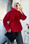 Premium Waist-Tie Stand Collar Short Trench Coat - Red - 5