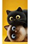 Cute Cats Themed Set of 4 A5 Metal Spiral Bound 2 Pcs. Striped- 2 Pcs. Checkered Cardboard Cover Cute Cats Themed 4-Piece Notebook Set - 2