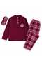 Father and Son Combination Long-Sleeved Button-Down Collar Fleece Winter Pajamas Set (the Price Is for One Set) - 3