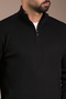 Men's Black Terry Zippered Knit Sweater - 4