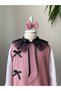 Girl's Glittery Winter Gilet Dress with Ribbon and Collar Decoration, Soft Sweater with Gift - 2