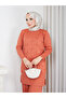 New Season Cold Yarn Self-Star Patterned Tunic Trouser Set - 4