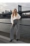 Women's High Waist Faded Effect Vintage Belted, Waist Tassel Leg Tassel with Lycra Palazzo Jean - 6