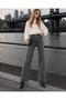 Women's High Waist Faded Effect Vintage Belted, Waist Tassel Leg Tassel with Lycra Palazzo Jean