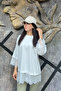 Back Lace Detail Crew Neck Modal T-Shirt White Sun446 - 3