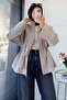 Premium Waist-Tie Stand Collar Short Trench Coat - Stone