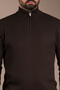 Men's Brown Terry Zippered Knit Sweater - 5