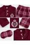 Father and Son Combination Long-Sleeved Button-Down Collar Fleece Winter Pajamas Set (the Price Is for One Set) - 4