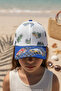 Blue and White Hat with Mesh Racing Car and Cloud Pattern for Children - 2