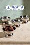 İnci 4-Piece 18/10 Steel Serving Bowl Tableware Presentation Snack Bowl Breakfast Bowl with Footed Base 10cm