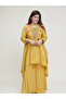 Mustard Yellow French Silk Embroidered Peplum Palazzo Set - RMD9324 | Mustard Yellow-Size:2XL-44-Inches