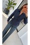 Side-Tie Square Striped Shirt Navy Blue - 3
