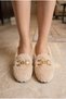 Women's Beige Lux Plush Comfortable Ballerina Shoes with Chain Accessories, Suitable for Home and Daily Wear - 3