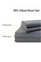 King Size 3Pc Fitted Sheet Set | Soft Microfiber Material | Stripe Dark Grey Color | 1 Fit - 5
