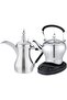 Electric Arabic Coffee & Tea Maker Set (DX2066) – 1L Dallah & 1.2L Tea Pot – 800W 304 Stainless Steel Automatic Brewer with Keep Warm Function, UK Plug, Silver – Includes Spoon & Strainer - 5