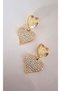 Zircon Stone Dangle Heart Earrings - 5