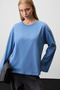 Basil flare women's organic cotton long sleeve indigo blouse - 3