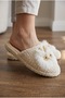Women's Cream Plush Owl Figured House Slippers - Warm Soft Soled Winter Room Slippers - 3