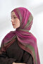 Organic Touch Viscose Blend Patterned Shawl - Khaki - Cherry - 2