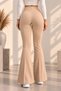 Women's Beige High Waist Spanish Flare Pants Flexible Lycra Stylish Casual Winter Trousers - 4