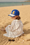 Children's Blue and White Teddy Bear Patterned Sports Hat with Let's Written on It - 2