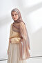 Organic Touch Viscose Blend Patterned Shawl - Dark Mink - Ecru