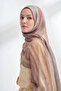 Organic Touch Viscose Blend Patterned Shawl - Dark Mink - Ecru - 2