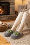 Gray Frog Plush Eyed Design Soft Sole House Slippers - 4