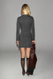 Pola Women's Polo Collar Buttoned Short Anthracite Dress - 5