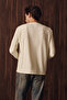 Ryel Men's Wide Collar Long Sleeve Ecru T-Shirt - 6